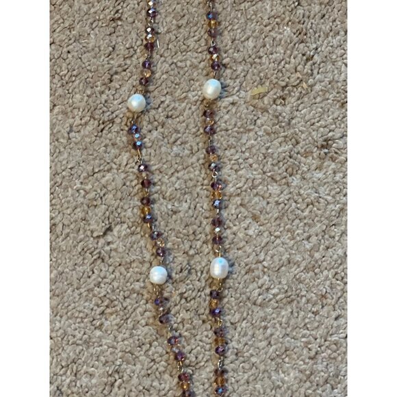 Pearl & Fire Lavender Glass Necklace -- 36" - Picture 10 of 10